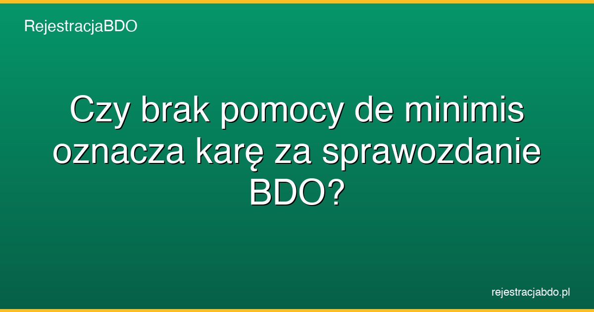 czy brak pomocy de minimis oznacza kare za sprawozdanie bdo featured