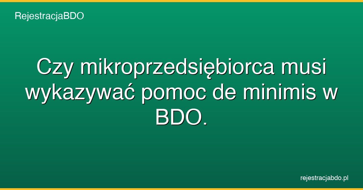 czy mikroprzedsiebiorca musi wykazywac pomoc de minimis w bdo featured