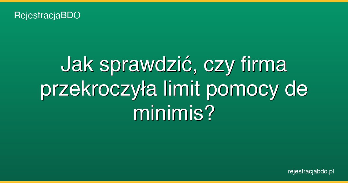jak sprawdzic czy firma przekroczyla limit pomocy de minimis featured