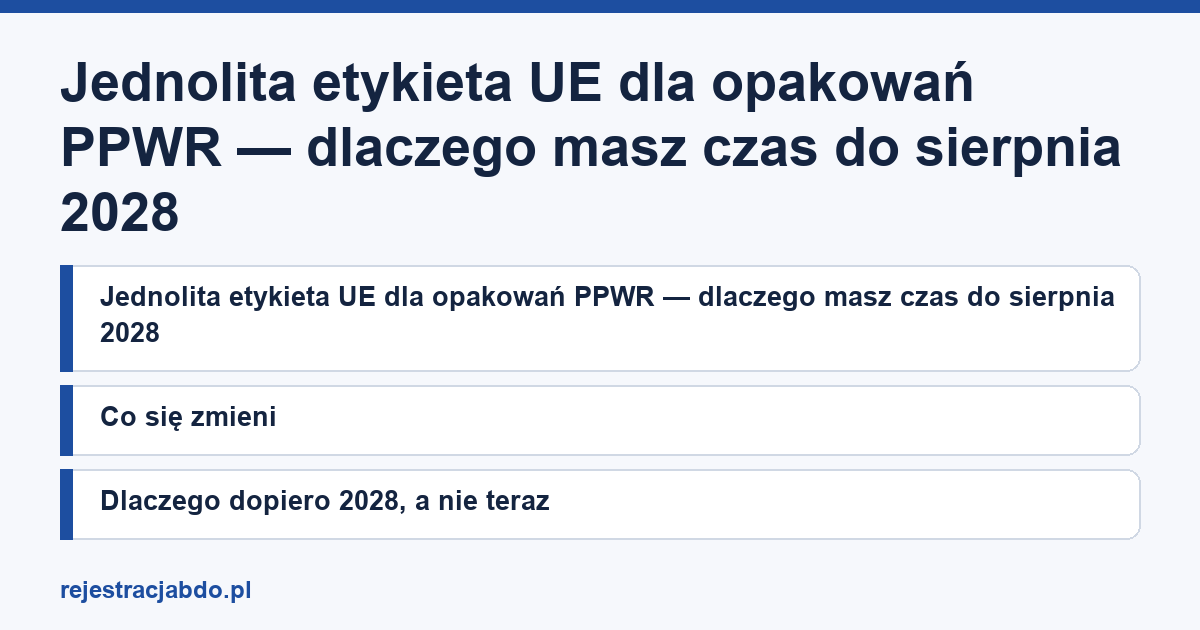 Karta artykułu: Jednolita etykieta UE dla opakowań PPWR — dlaczego masz czas do sierpnia 2028