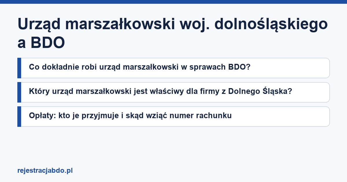 Plansza z tytułem artykułu: Urząd marszałkowski woj. dolnośląskiego a BDO