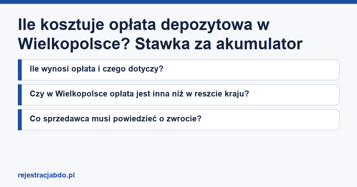 Plansza z tytułem artykułu: Ile kosztuje opłata depozytowa w Wielkopolsce? Stawka za akumulator