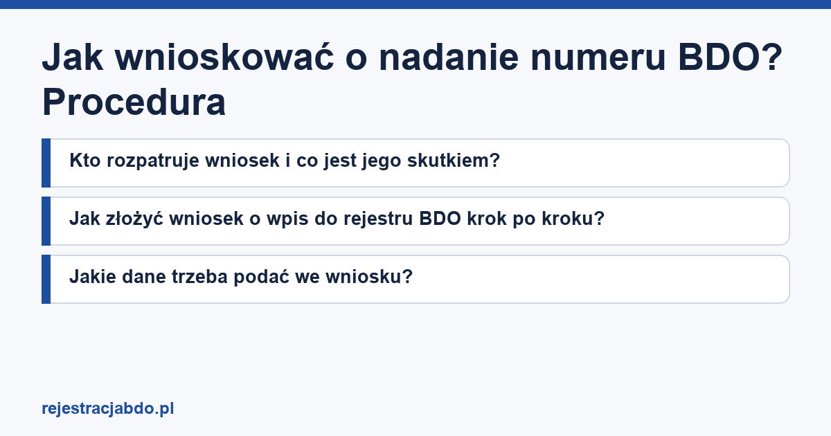 Plansza z tytułem artykułu: Jak wnioskować o nadanie numeru BDO? Procedura