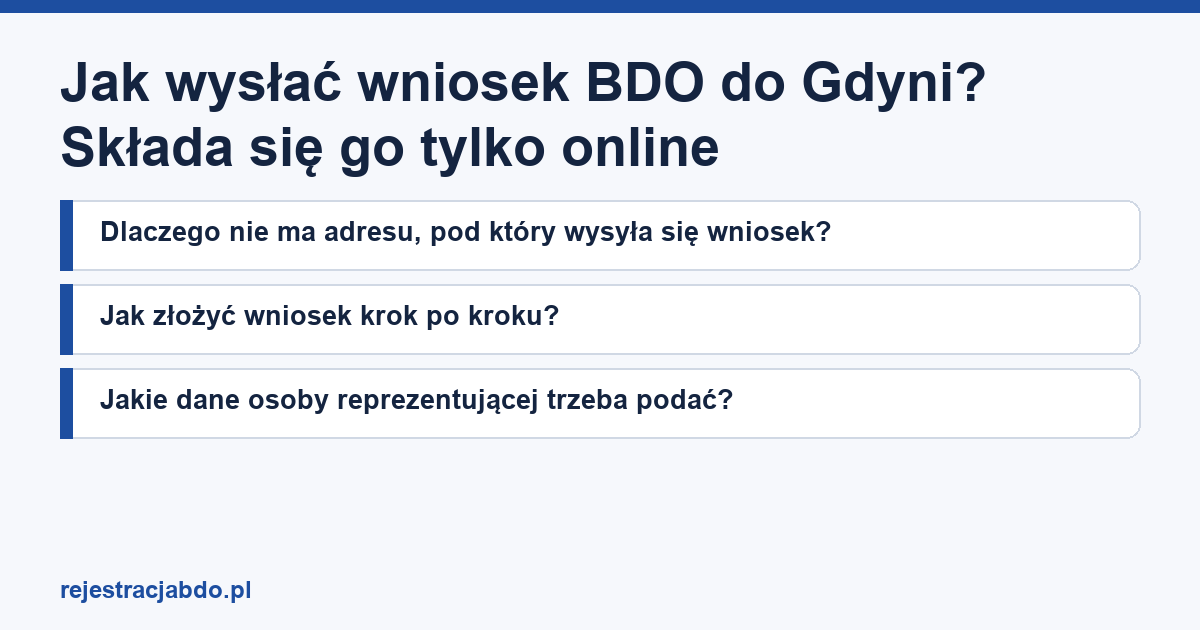 Plansza z tytułem artykułu: Jak wysłać wniosek BDO do Gdyni? Składa się go tylko online