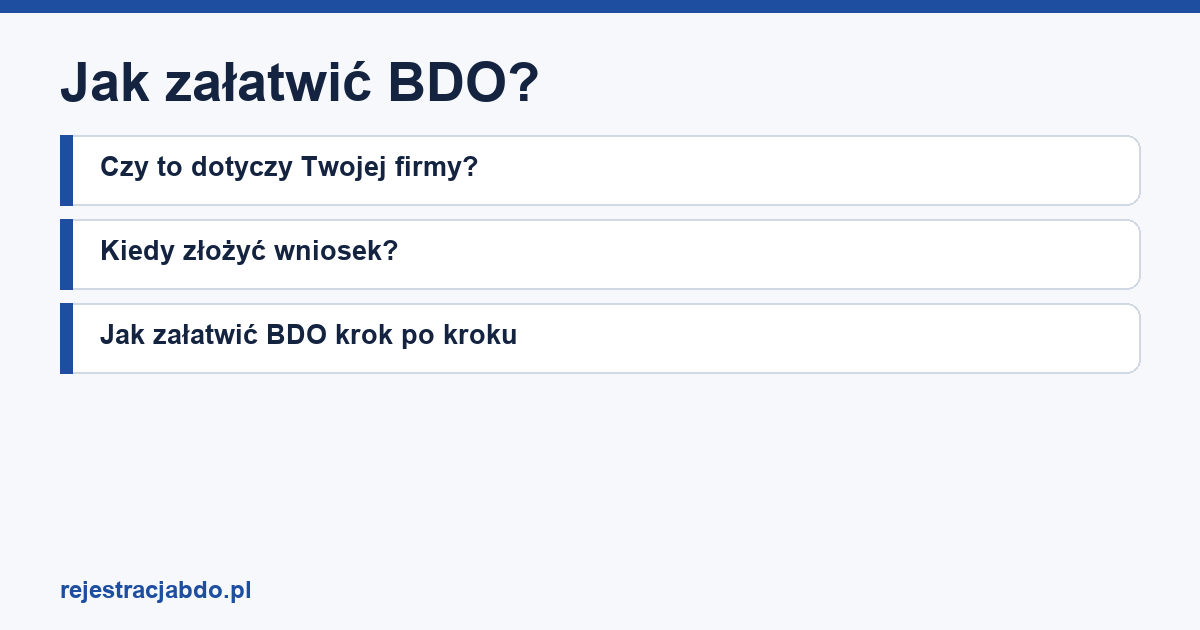 Plansza z tytułem artykułu: Jak załatwić BDO?
