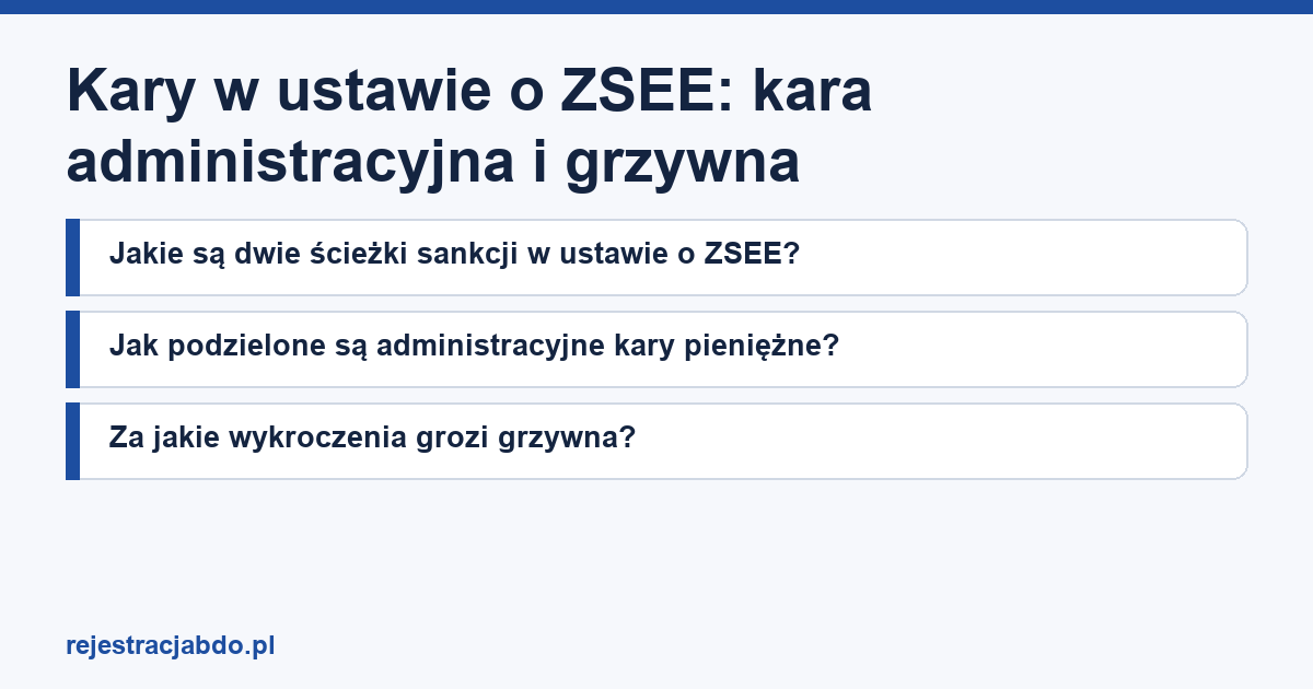 Plansza z tytułem artykułu: Kary w ustawie o ZSEE: kara administracyjna i grzywna