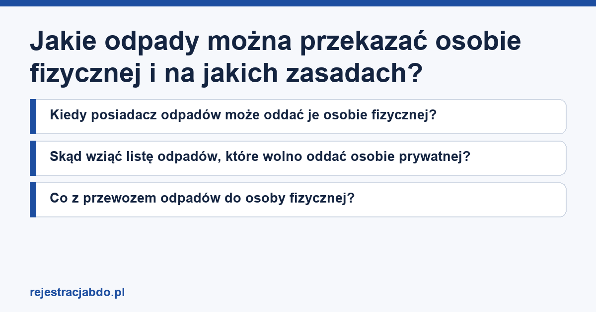 Jakie odpady można przekazać osobie fizycznej i na jakich zasadach?