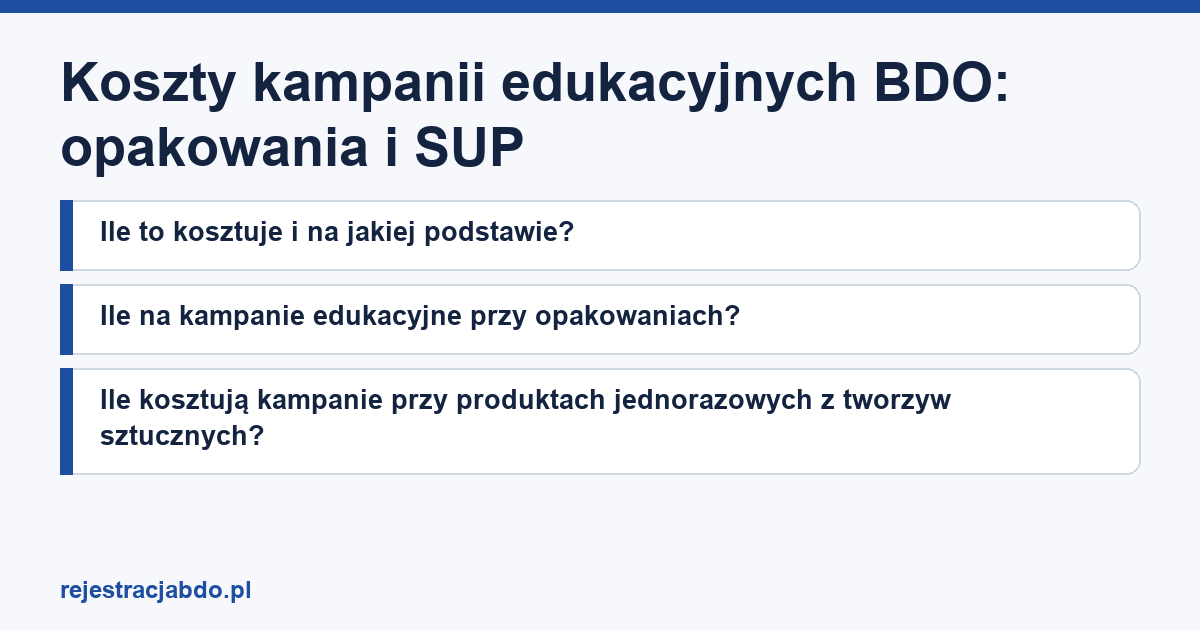 Koszty kampanii edukacyjnych BDO: opakowania i SUP