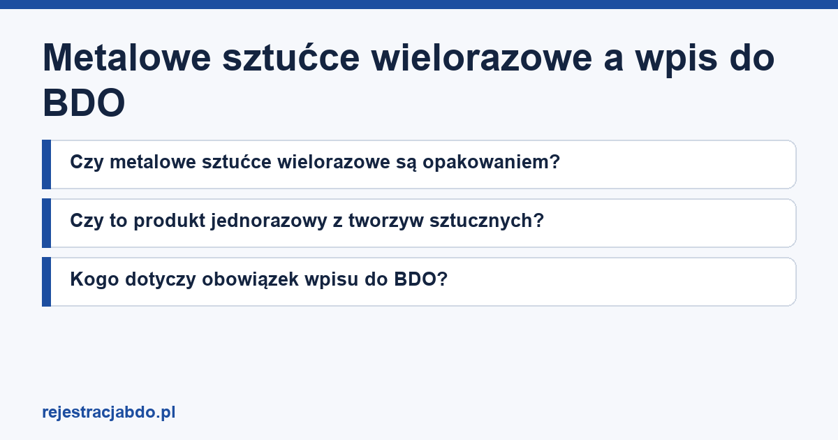 Plansza z tytułem artykułu: Metalowe sztućce wielorazowe a wpis do BDO