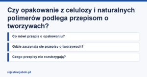 Plansza z tytułem artykułu: Czy opakowanie z celulozy i naturalnych polimerów podlega przepisom o tworzywach?
