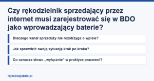 Karta artykułu: Czy rękodzielnik sprzedający przez internet musi zarejestrować się w BDO jako wprowadzający baterie?