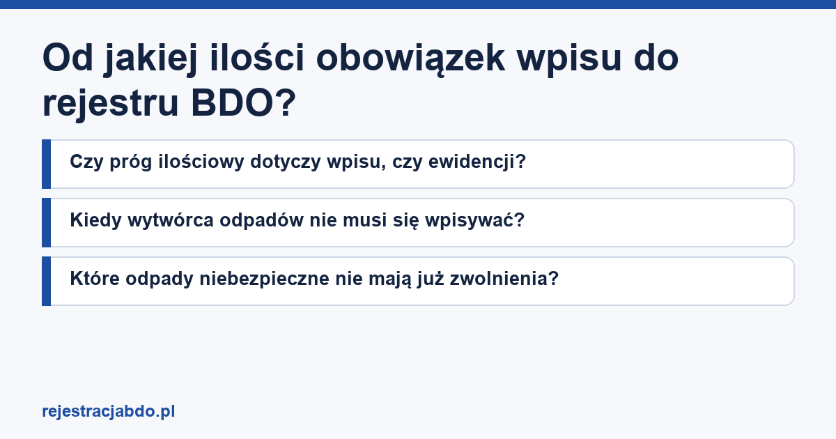 Karta artykułu: Od jakiej ilości obowiązek wpisu do rejestru BDO?