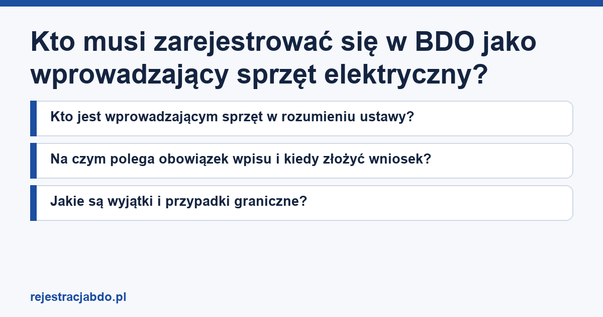 Karta artykułu: Kto musi zarejestrować się w BDO jako wprowadzający sprzęt elektryczny?