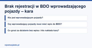 Karta artykułu: Brak rejestracji w BDO wprowadzającego pojazdy – kara