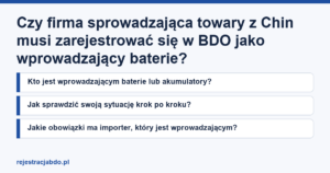 Karta artykułu: Czy firma sprowadzająca towary z Chin musi zarejestrować się w BDO jako wprowadzający baterie?