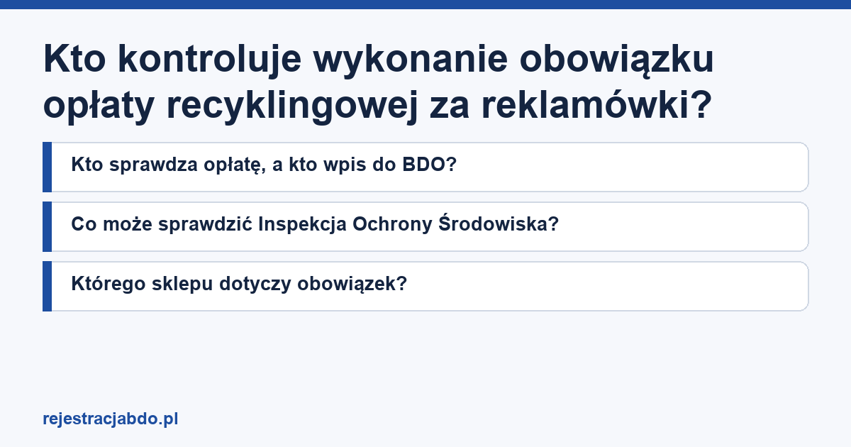 Karta artykułu: Kto kontroluje wykonanie obowiązku opłaty recyklingowej za reklamówki?