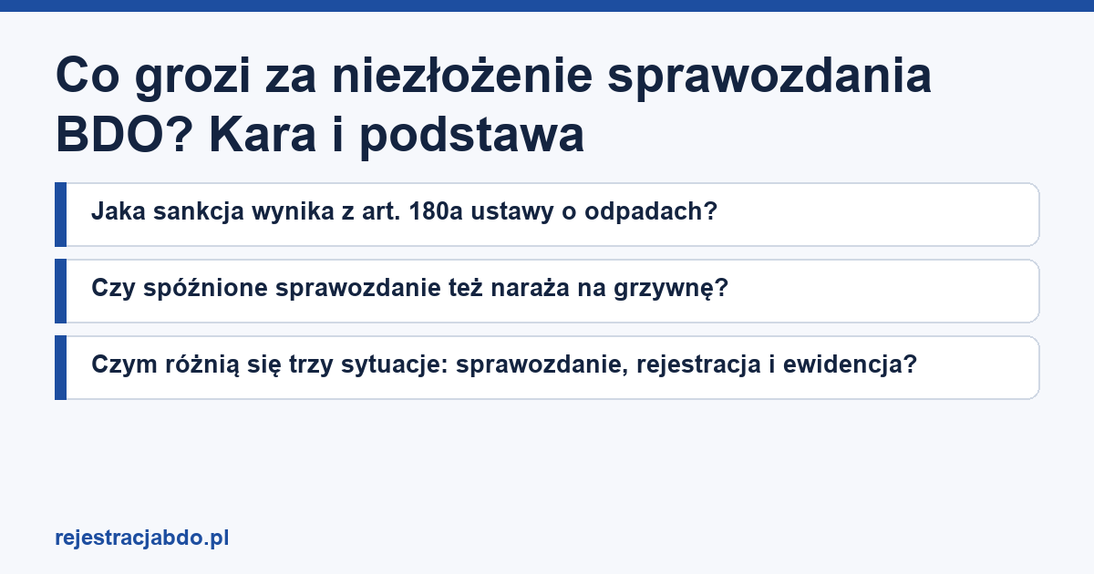 Karta artykułu: Co grozi za niezłożenie sprawozdania BDO? Kara i podstawa