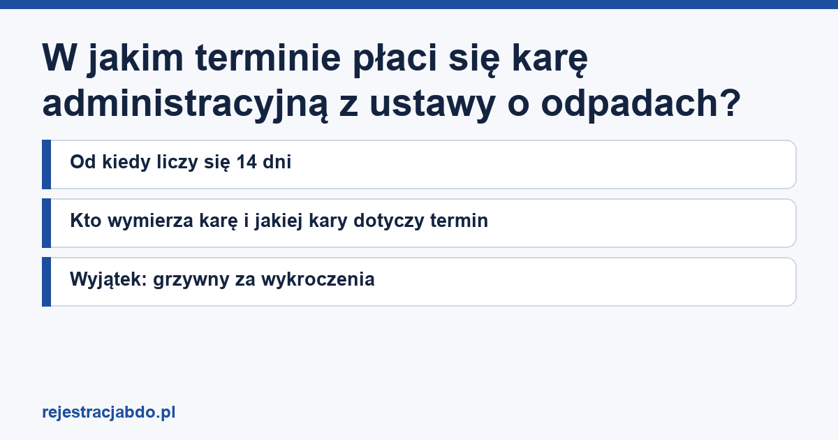 Karta artykułu: W jakim terminie płaci się karę administracyjną z ustawy o odpadach?