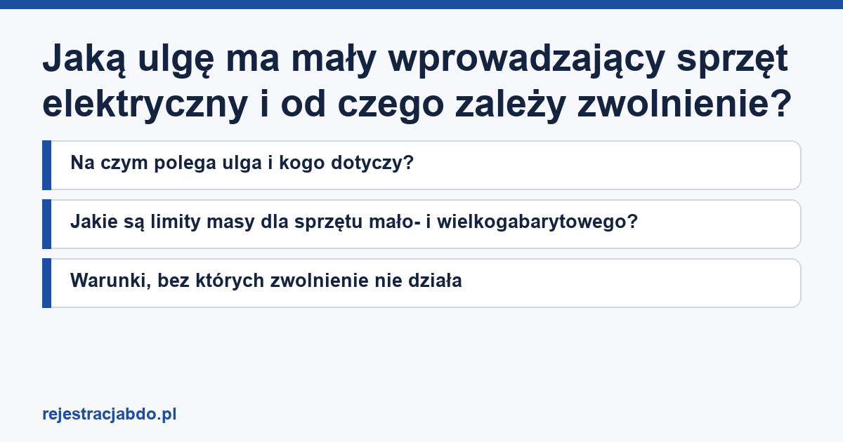 Karta artykułu: Jaką ulgę ma mały wprowadzający sprzęt elektryczny i od czego zależy zwolnienie?