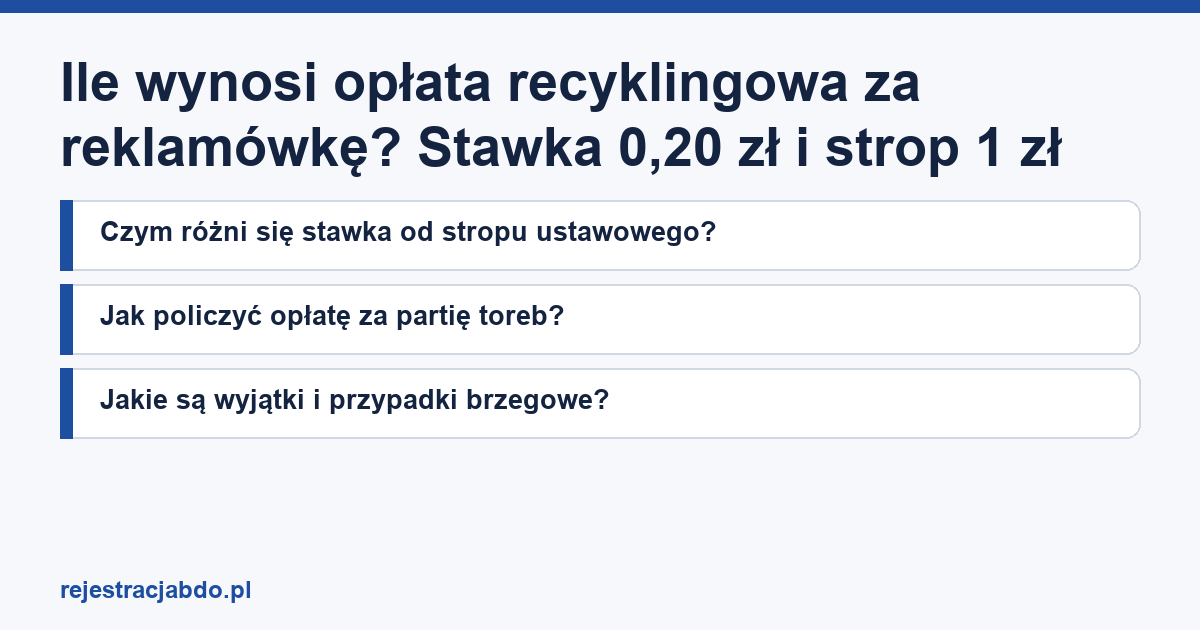 Karta artykułu: Ile wynosi opłata recyklingowa za reklamówkę? Stawka 0,20 zł i strop 1 zł