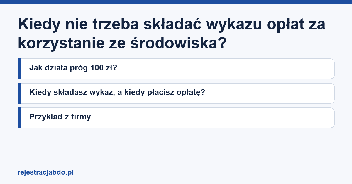 Karta artykułu: Kiedy nie trzeba składać wykazu opłat za korzystanie ze środowiska?