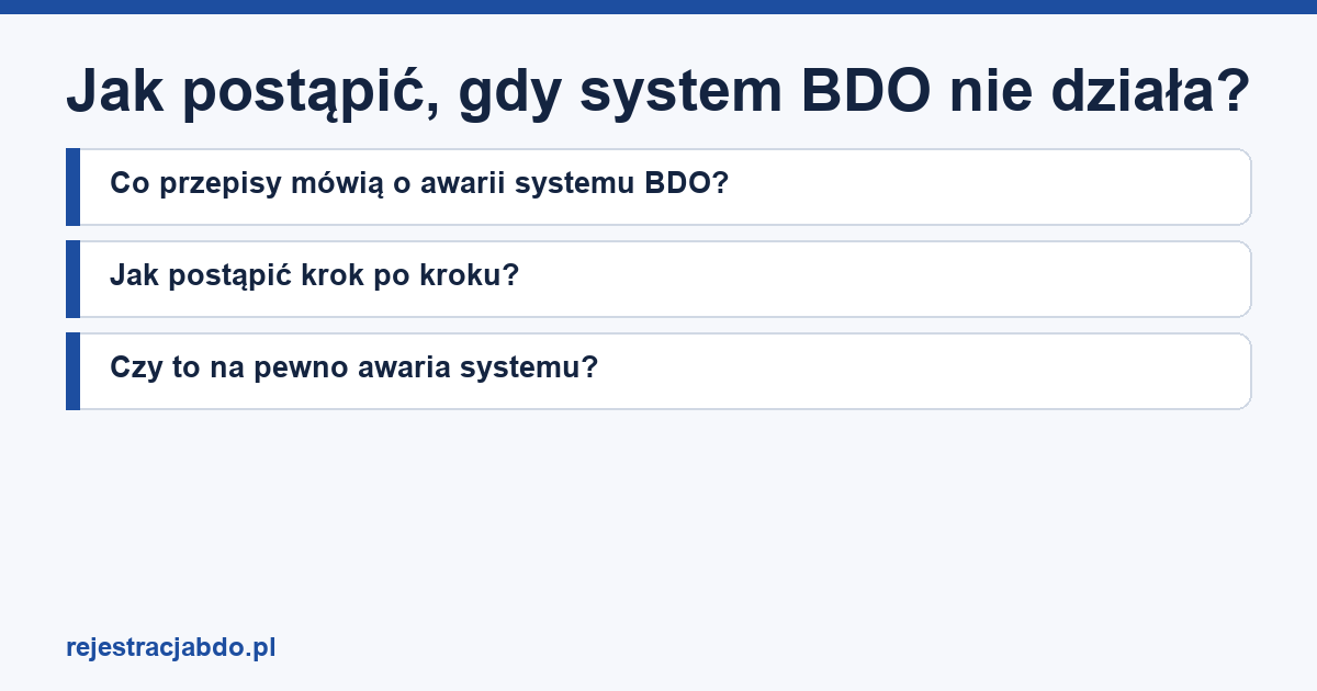Karta artykułu: Jak postąpić, gdy system BDO nie działa?