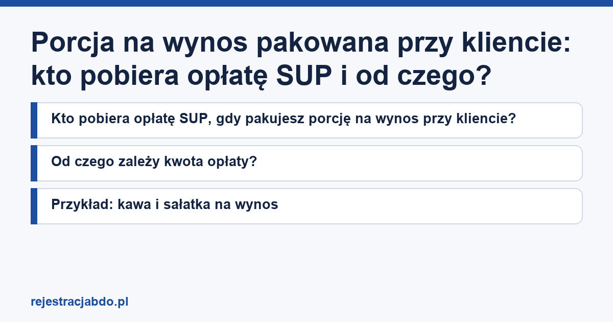 Karta artykułu: Porcja na wynos pakowana przy kliencie: kto pobiera opłatę SUP i od czego?