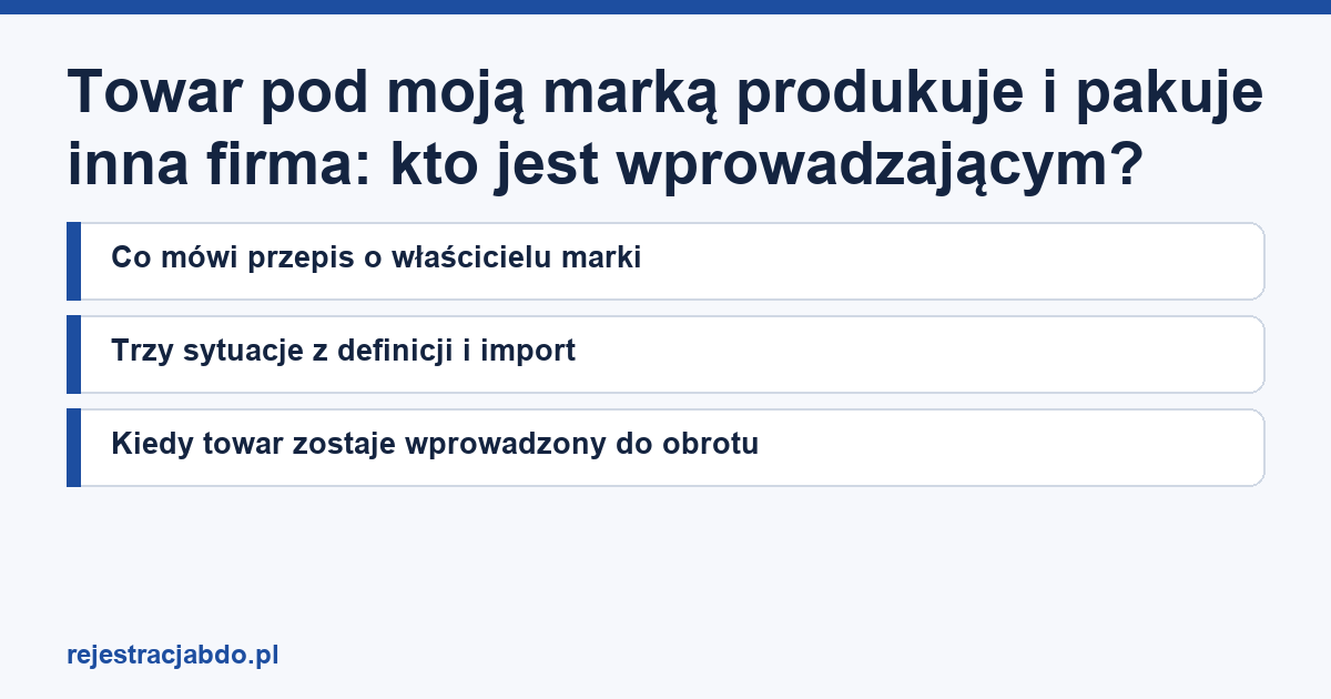 Karta artykułu: Towar pod moją marką produkuje i pakuje inna firma: kto jest wprowadzającym?