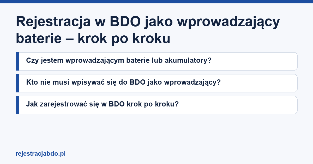 Karta artykułu: Rejestracja w BDO jako wprowadzający baterie – krok po kroku