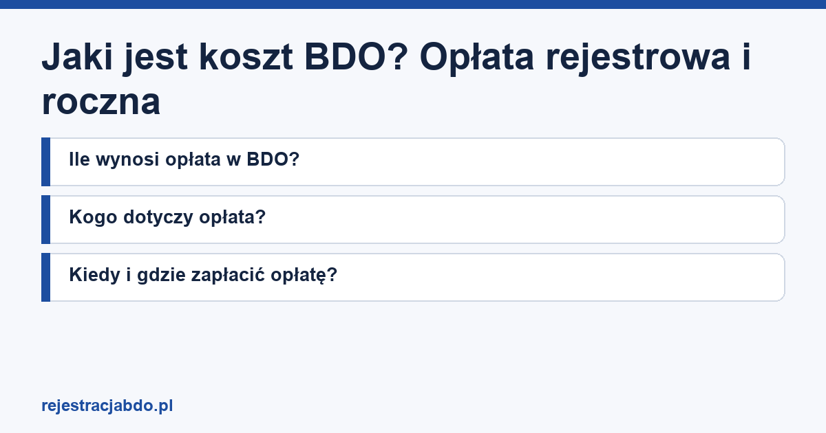 Karta artykułu: Jaki jest koszt BDO? Opłata rejestrowa i roczna