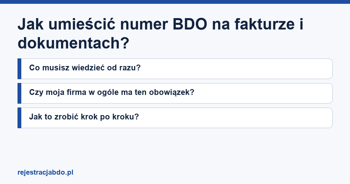 Karta artykułu: Jak umieścić numer BDO na fakturze i dokumentach?
