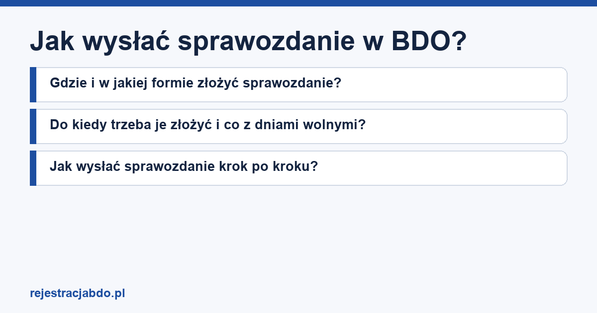 Karta artykułu: Jak wysłać sprawozdanie w BDO?