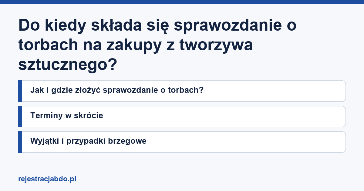 Karta artykułu: Do kiedy składa się sprawozdanie o torbach na zakupy z tworzywa sztucznego?