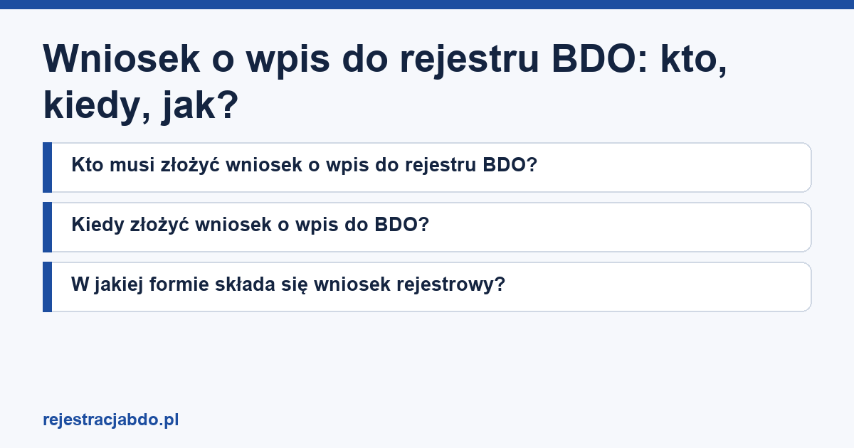 Karta artykułu: Wniosek o wpis do rejestru BDO: kto, kiedy, jak?