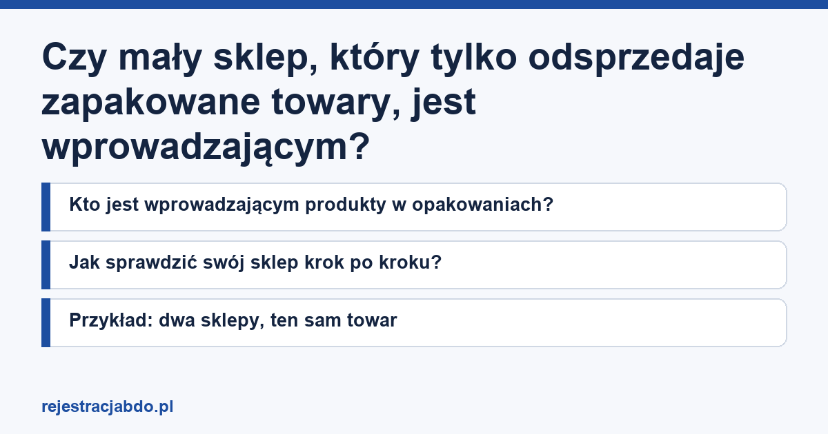Karta artykułu: Czy mały sklep, który tylko odsprzedaje zapakowane towary, jest wprowadzającym?