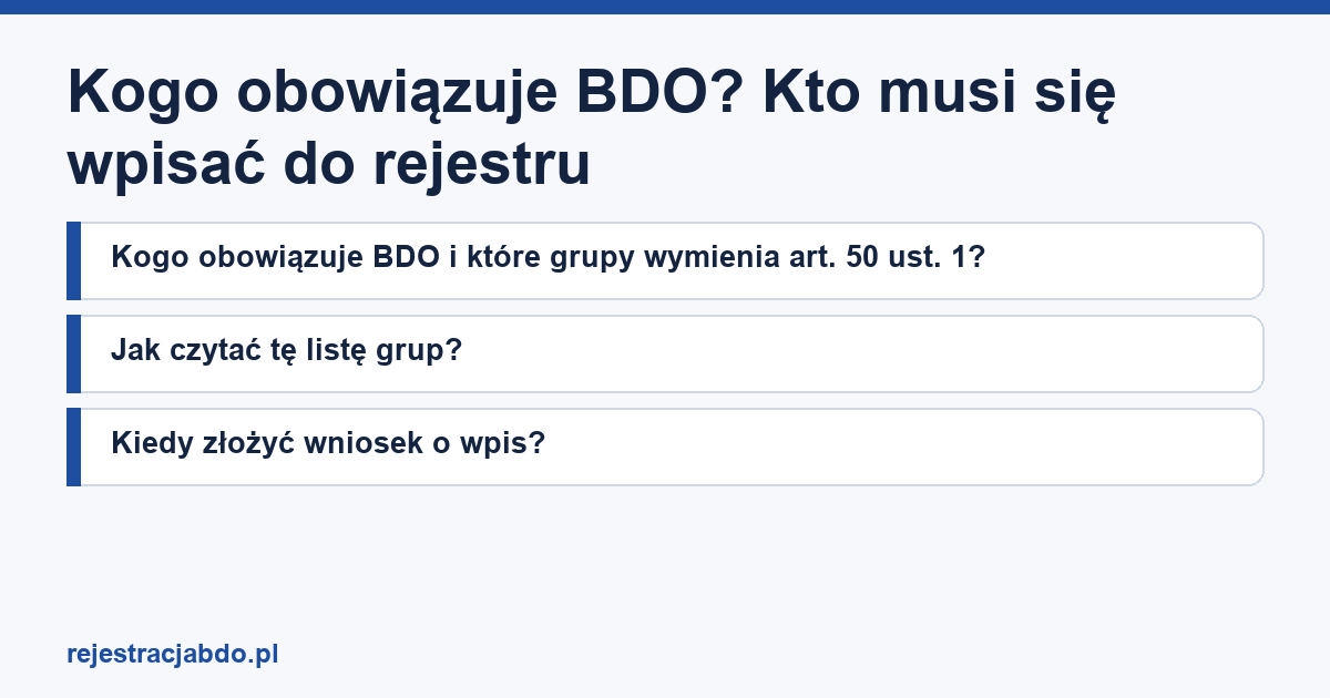 Karta artykułu: Kogo obowiązuje BDO? Kto musi się wpisać do rejestru