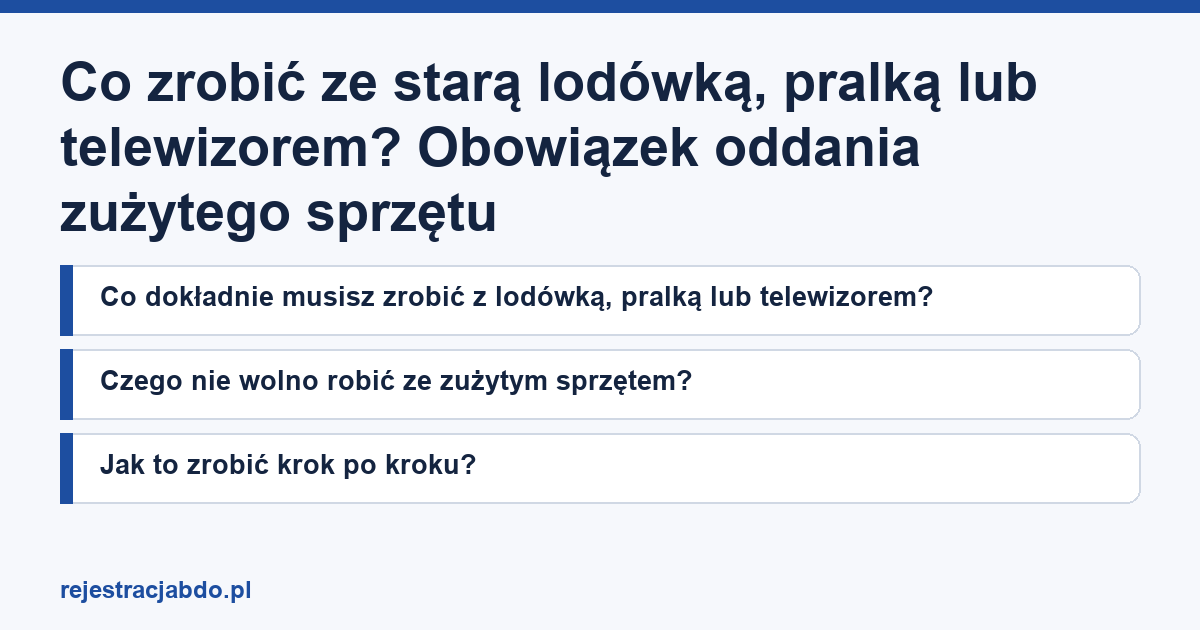 Karta artykułu: Co zrobić ze starą lodówką, pralką lub telewizorem? Obowiązek oddania zużytego sprzętu
