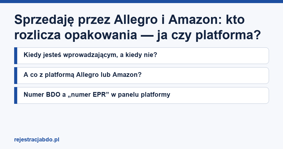 Karta artykułu: Sprzedaję przez Allegro i Amazon: kto rozlicza opakowania — ja czy platforma?