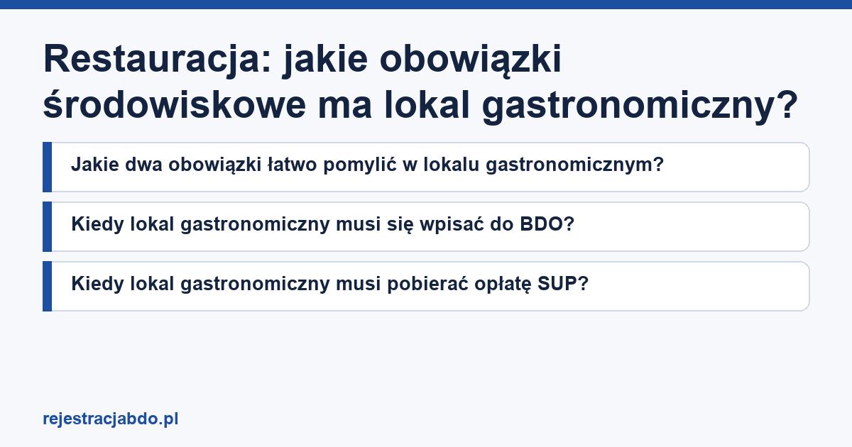 Plansza z tytułem artykułu: Restauracja: jakie obowiązki środowiskowe ma lokal gastronomiczny?
